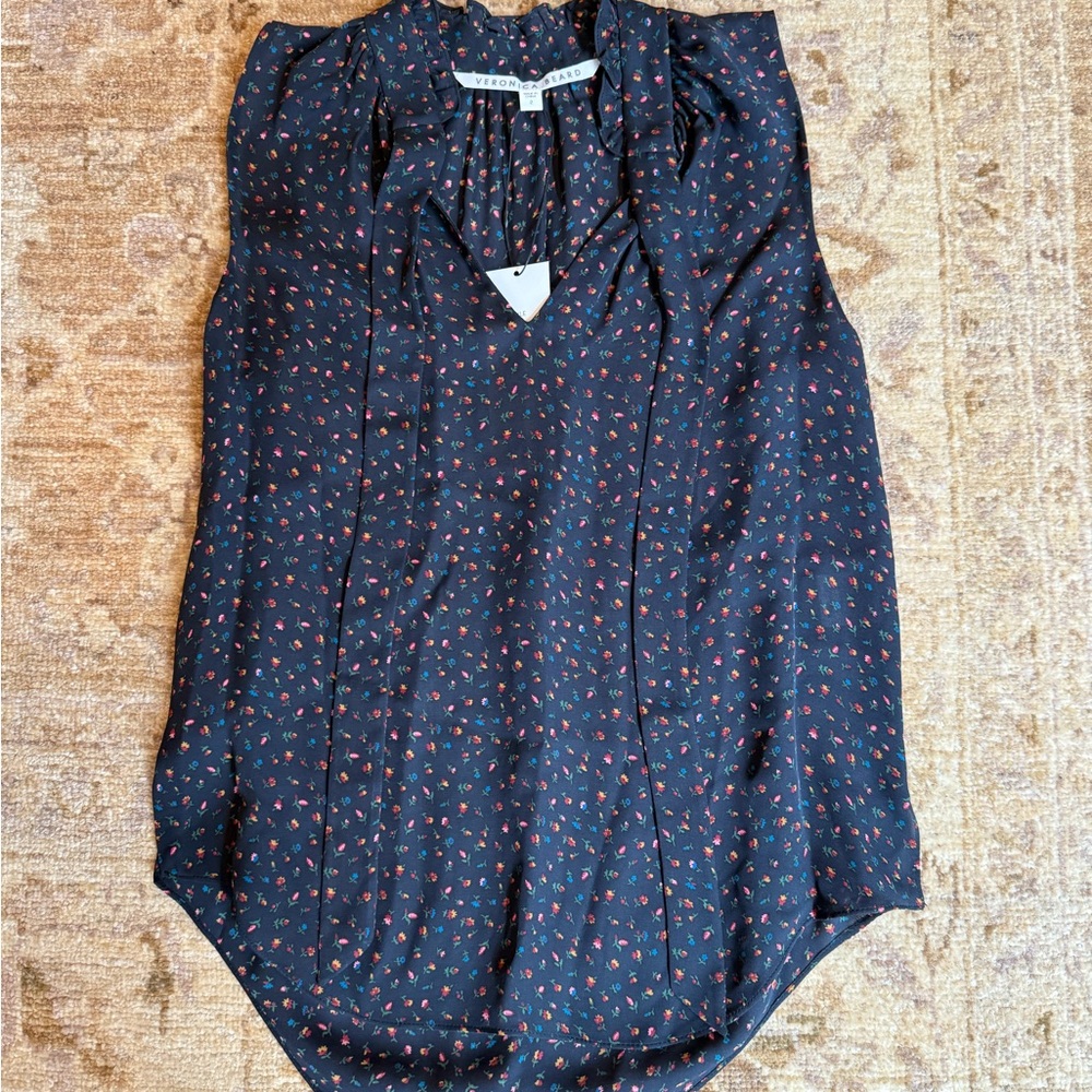 Veronica Beard Women's Black and Red Patterned Top NWT retail $325